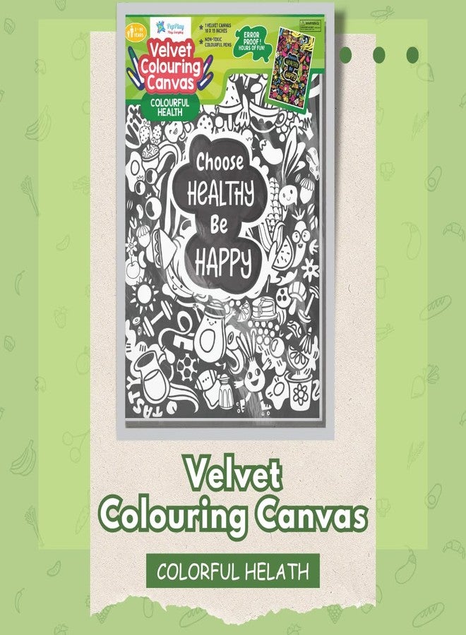 PepPlay Velvet Colouring Canvas - Colourful Health -Birthday and Return Gift for 10-99 Years, Picnic and Group Activities, Mess Free Travel Coloring, Meditative Art - Image 2